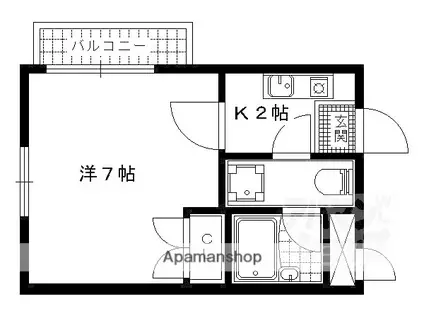 グラッツアモーレ山科(1K/1階)の間取り写真