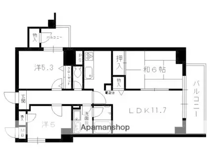 パインフィールド吉祥院(3LDK/3階)の間取り写真