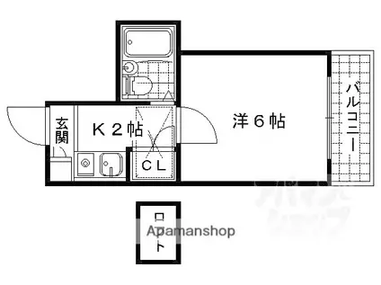 シネマ御陵(1K/1階)の間取り写真