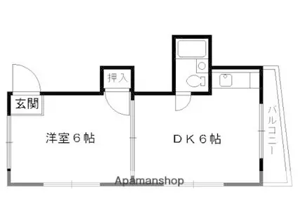 ヴィラ醍醐(1DK/4階)の間取り写真