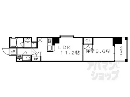 べラジオ四条烏丸III(1LDK/10階)の間取り写真