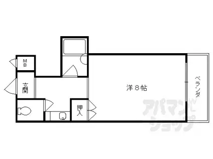 フレーヴァー深草II(1K/4階)の間取り写真