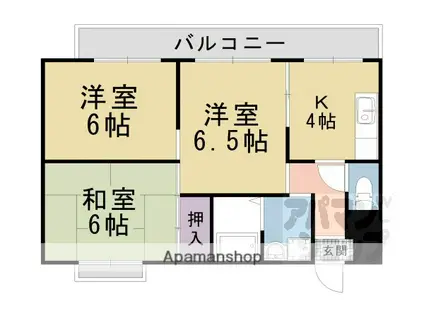 エクシード西大津(3K/1階)の間取り写真