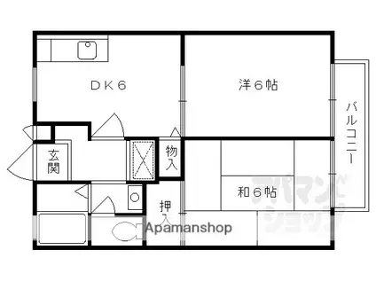メイプルリーフI(2DK/1階)の間取り写真
