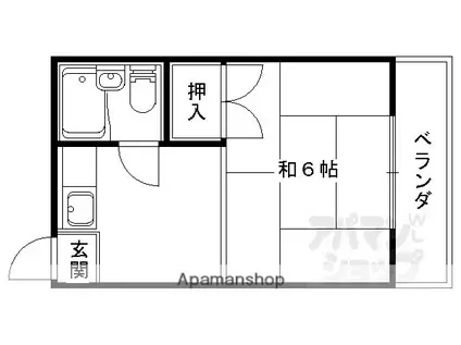 WYNN御陵(1K/2階)の間取り写真