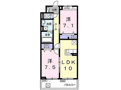 エスポワールⅥ(2LDK/3階)の間取り写真