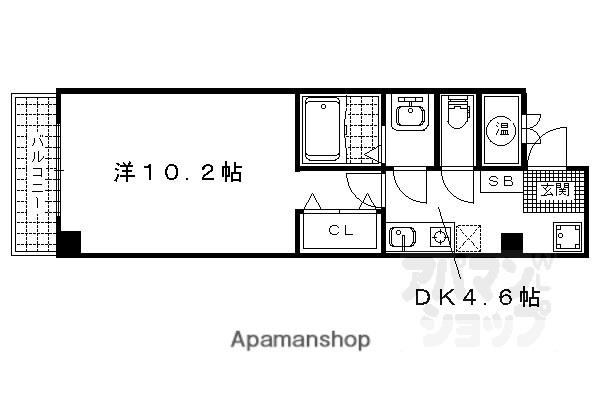 浜大津ヒルズ(1DK/2階)の間取り写真