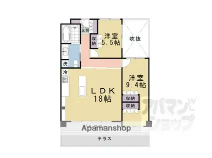 ネバーランド御所南(2LDK/2階)の間取り写真