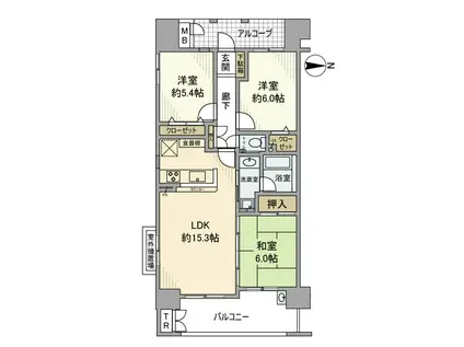 ロータリーマンション大津京パークワイツ(3LDK/5階)の間取り写真