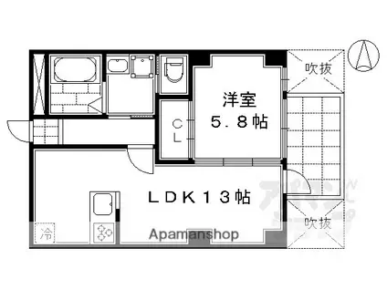 アベビル(1LDK/2階)の間取り写真