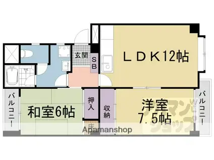 サンシャイン石山(2LDK/3階)の間取り写真