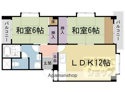 サンシャイン石山(2LDK/2階)の間取り写真