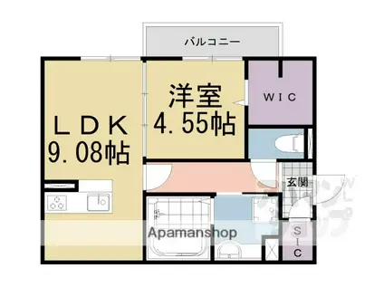 SURFINIA堅田(1LDK/2階)の間取り写真