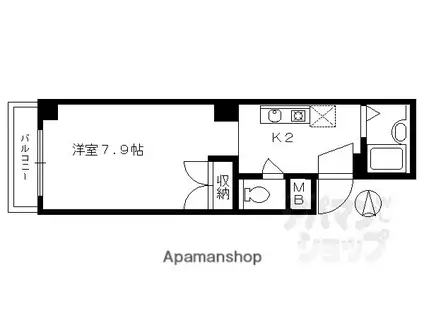 センターヴィレッジ御池(1K/1階)の間取り写真