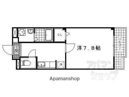 カルムアビタシオン大将軍II(1K/2階)の間取り写真