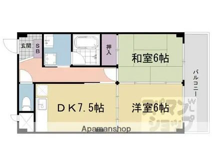ハイツアムール(2DK/1階)の間取り写真