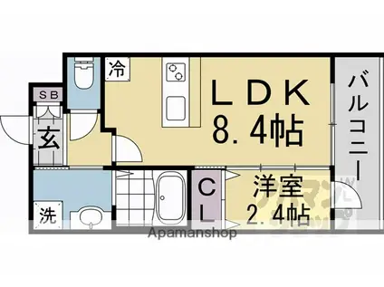 MJC京都西大路I(1LDK/4階)の間取り写真