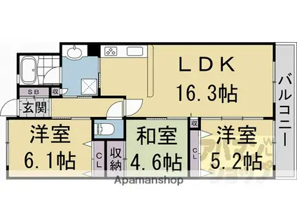 イニシア中京丸太町通(3LDK/2階)の間取り写真