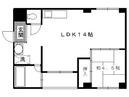 ヴィラおかざき(1LDK/4階)の間取り写真