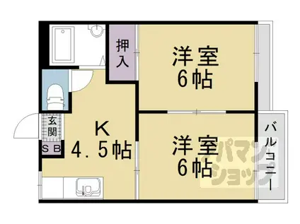 ドミール厨子奥B棟(2DK/2階)の間取り写真