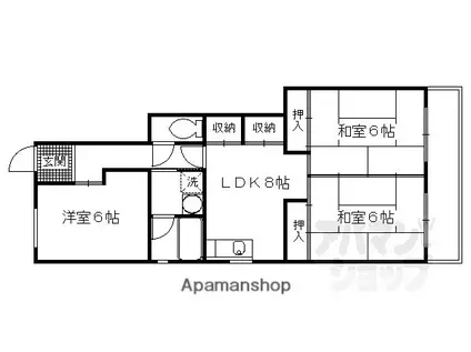 パレプリエII(3DK/3階)の間取り写真