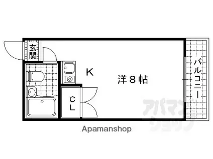 レスポワール山科(ワンルーム/2階)の間取り写真