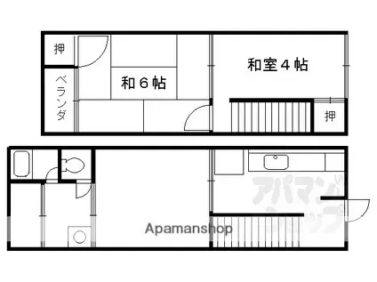 吉田神楽岡町貸家(3K)の間取り写真