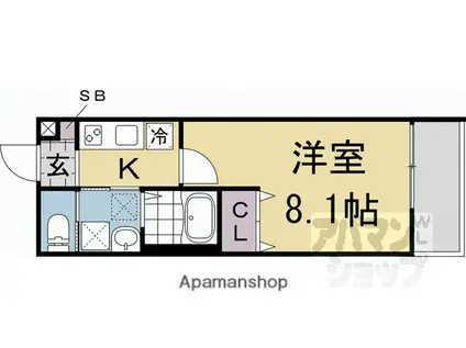 セレニティ伏見桃山(1K/1階)の間取り写真