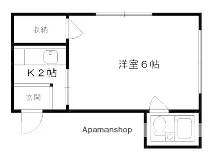 ヴィラ中島町(1K/2階)の間取り写真