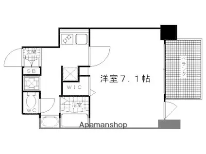 アクロス京都七条鴨川御苑(1K/2階)の間取り写真