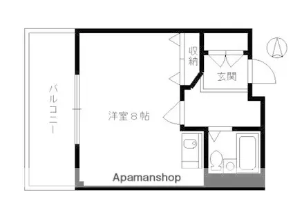 フラッツ本町月ノ輪(ワンルーム/2階)の間取り写真