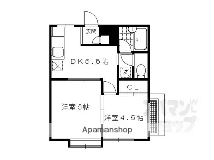 エクセレントさわらぎII(2DK/1階)の間取り写真