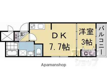 アドバンスコート五条丹波口(1DK/3階)の間取り写真
