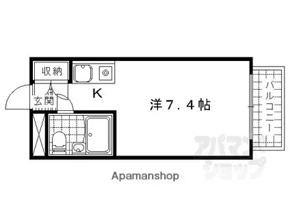 レイクフェスタ大津(1K/4階)の間取り写真