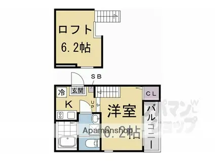 ハーモニーテラス稲荷悠苑(1K/1階)の間取り写真