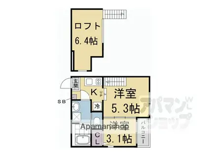 ハーモニーテラス稲荷悠苑(2K/2階)の間取り写真