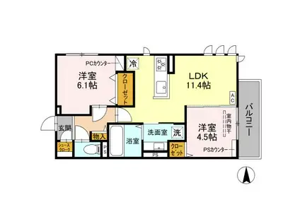 BELL SOAR(2LDK/2階)の間取り写真