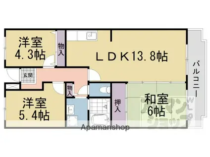 ウエストヴィレッジ弐番館(3LDK/1階)の間取り写真