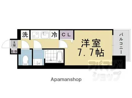 プレサンス大津京町ヴェリス(1K/3階)の間取り写真