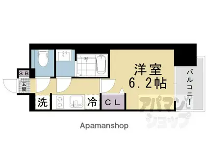 プレサンス大津京町ヴェリス(1K/6階)の間取り写真