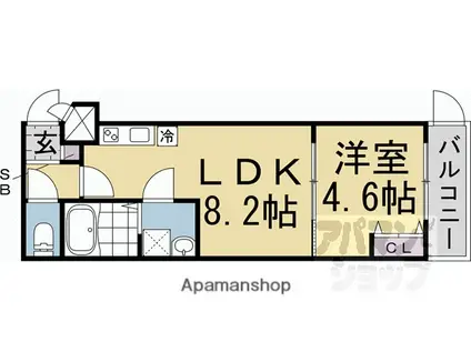 桃山水野左近西町アパート(1LDK/1階)の間取り写真