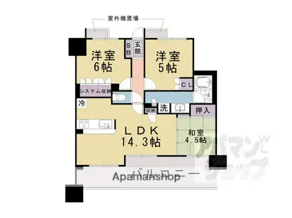 サンクタス大津ヴィラージオ(3LDK/5階)の間取り写真