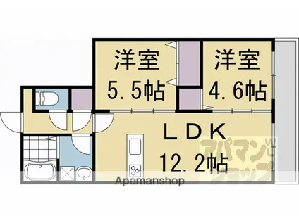フローリア京都(2LDK/2階)の間取り写真