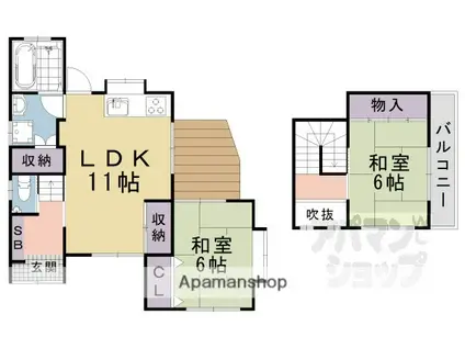 京都市東西線 御陵駅 徒歩4分 2階建 築16年(2LDK)の間取り写真
