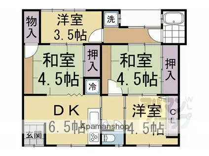 聚楽町2丁目貸家(4DK)の間取り写真