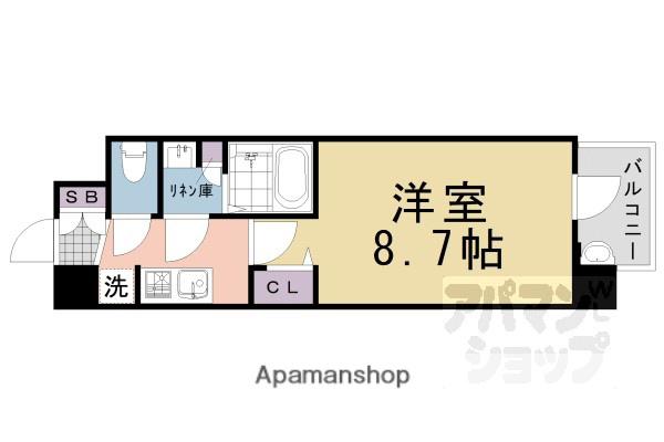 VERTICE四条富小路(1K/4階)の間取り写真