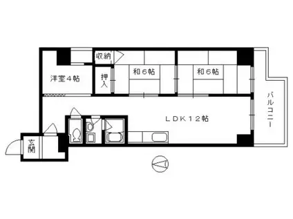 ルネ河原町マンション(2SLDK/3階)の間取り写真