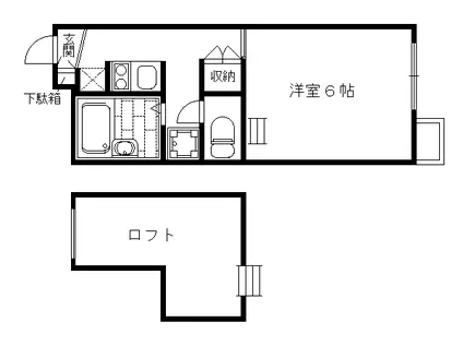 レオパレスクレスト(1K/1階)の間取り写真