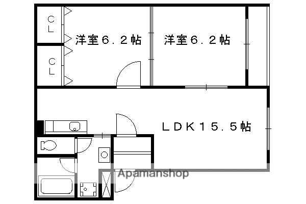 JULIA LALA(2LDK/1階)の間取り写真