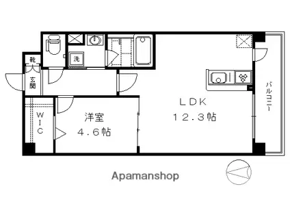 パルティール東山(1LDK/4階)の間取り写真